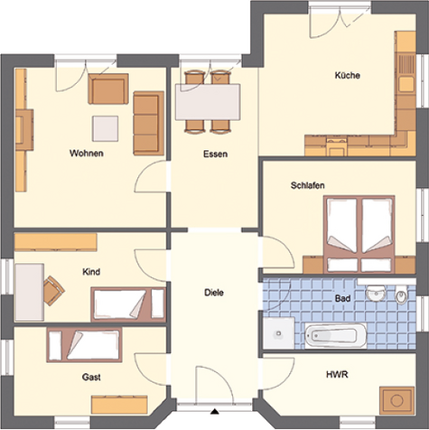 EWA-Bungalow Sylt 123qm Massivhausbau Leipzig Halle Wittenberg Grundriss Erdgeschoss