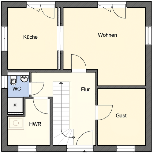 EWA-Stadtvilla MD EDITION 130qm Hausbau Berlin Brandenburg Potsdam Grundriss Erdgeschoss